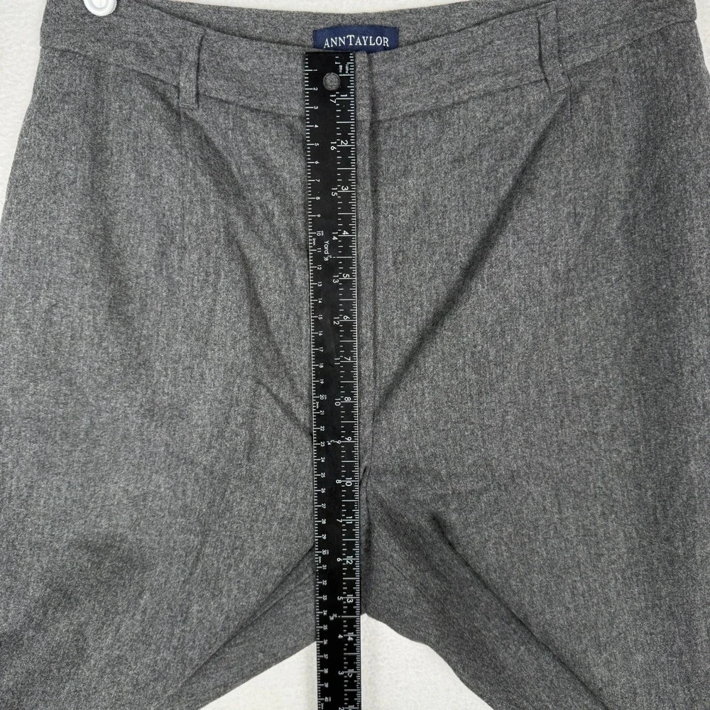 Ann Taylor Gray Wool Cashmere Blend Cuffed Straight Leg Dress Pants Womens 8